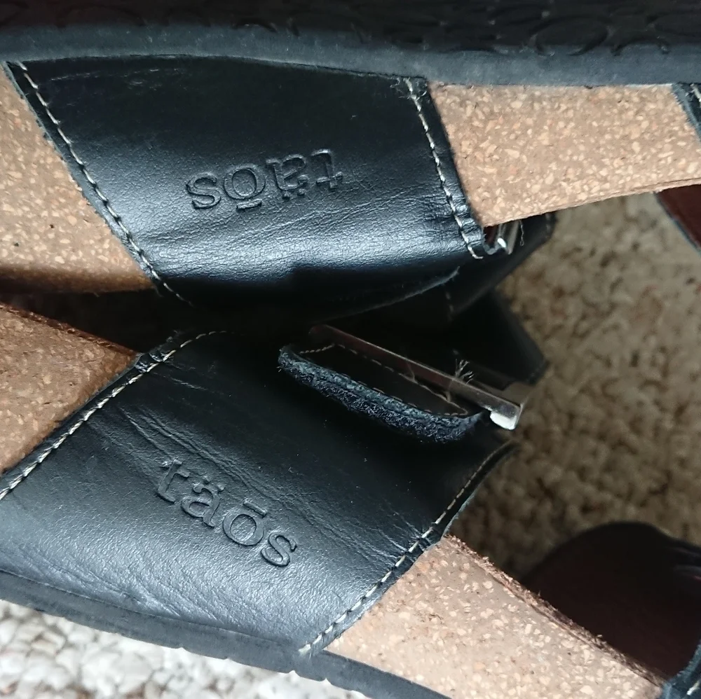 Taos My Dear Black Slide Sandals with Buckle size 6.5